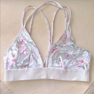 PINK by Victoria’s Secret Unlined Floral Crushed Velvet Bralette Size Small.